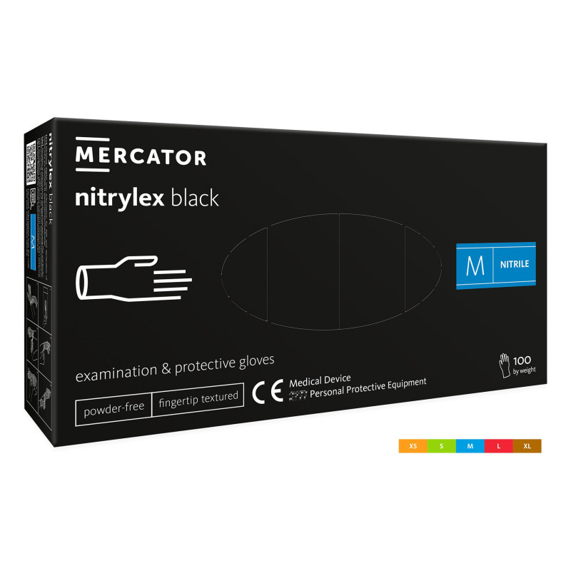 MERCATOR-Rękawiczki nitryl czarne M - 1