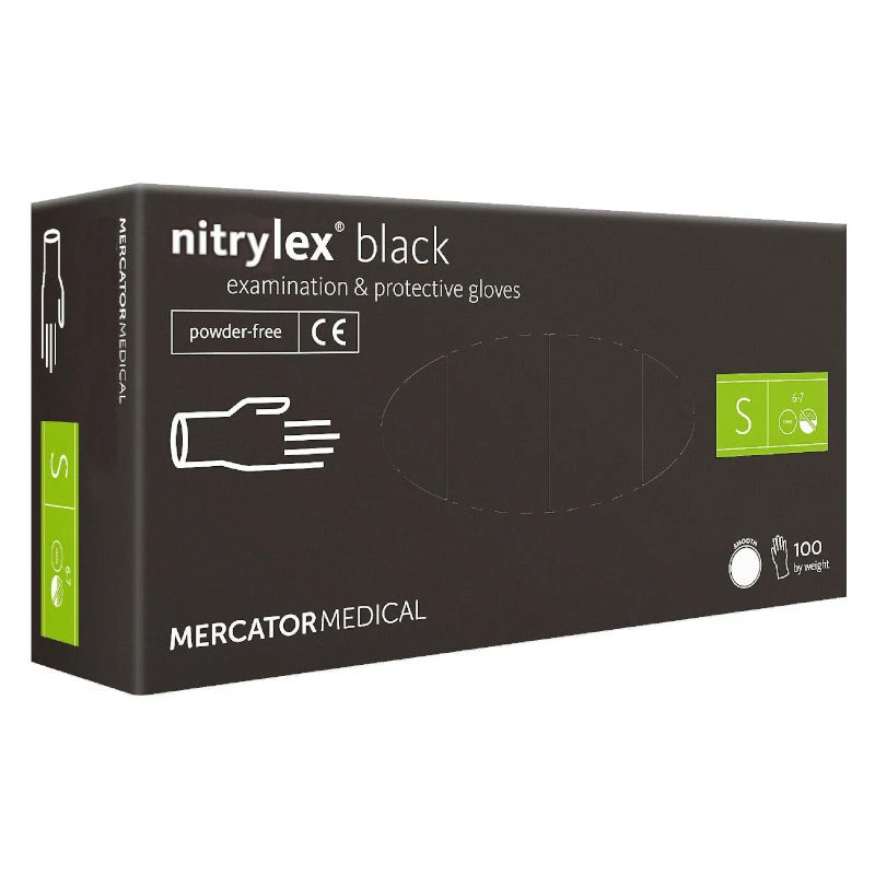 MERCATOR-Rękawiczki nitryl czarne S - 1