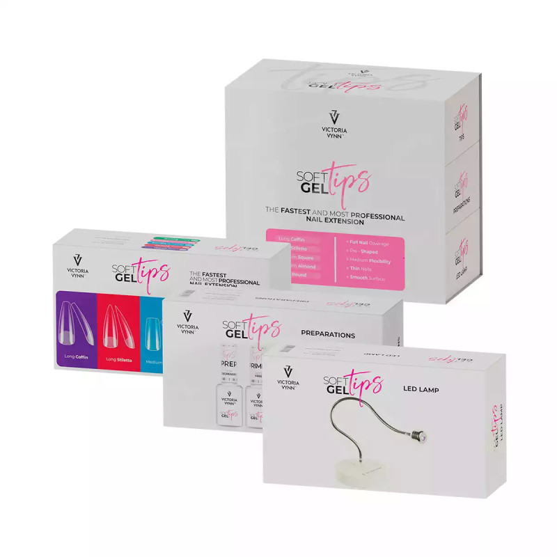 vv-SOFT GEL TIPS Set With Long Stiletto  Zestaw Długi Sztylet  :tipsy,preparaty,pilnkik 100/180,lampa Led - 1