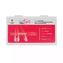 vv-SOFT GEL TIPS Set With Long Stiletto  Zestaw Długi Sztylet  :tipsy,preparaty,pilnkik 100/180,lampa Led - 2