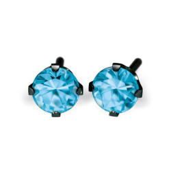 Studex kolczyki - System75 4mm Cubic Zirconia niebieska w pazurkach kolor czarny - 1