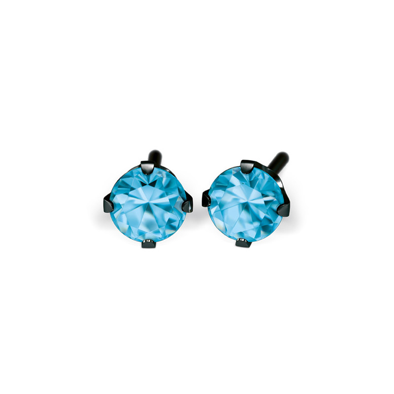 Studex kolczyki - System75 4mm Cubic Zirconia niebieska w pazurkach kolor czarny - 1