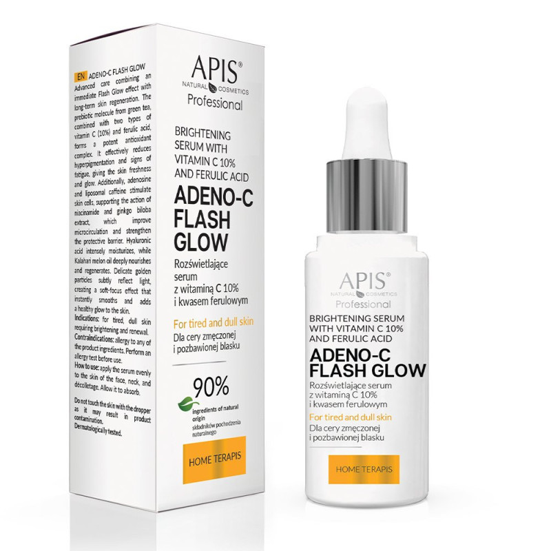 Apis-ADENO-C Flash Glow -Rozświetlające  serum do twarzy z witaminą C i kwasem ferulowym 30ml - 1
