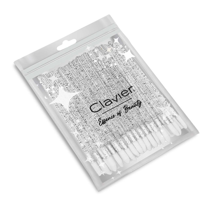 Clavier-Aplikatory do ust welurowe  brokat czarno-biały  50szt - 1