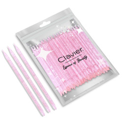 Clavier-Patyczki do manicure plastic  róz/brokat 50szt - 1