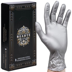 Beaute - Rękawice nitrylowe BEAUTY LUXE Silver S, 50szt