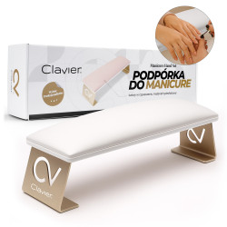 Clavier - Podpórka pod dłonie do manicure, prostokątna super soft, biało-złota