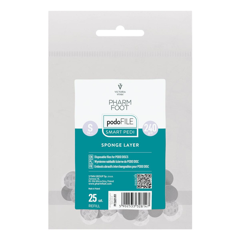 Pharm Foot - SPONGE LAYER - Wymienne nakładki ścierne na PODO DISC w woreczku 240 S, 25szt