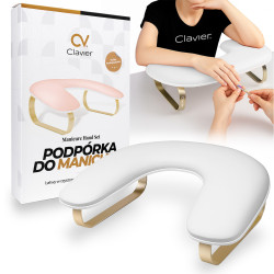 Clavier - Podpórka pod dłonie do manicure owal - miękka, biało-złota