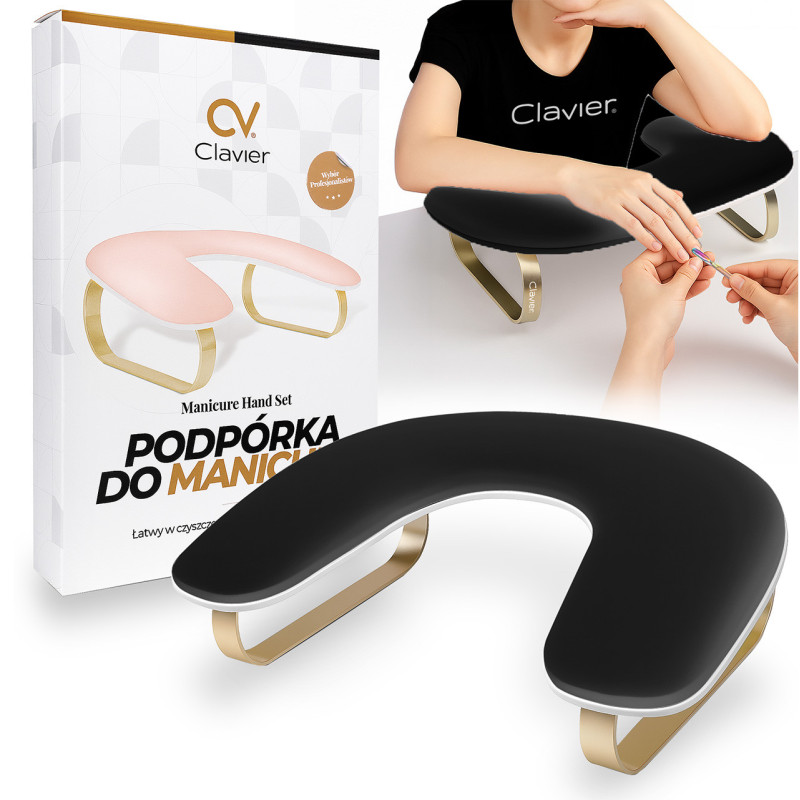 Clavier - Podpórka pod dłonie do manicure owal - miękka, czarno-złota