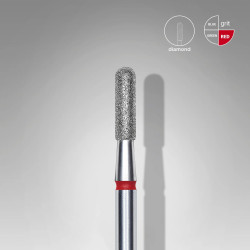 Staleks - EXPERT - Frez diamentowy cylinder zaokrąglony czerwony, średnica 2,3 mm, część robocza 8 mm