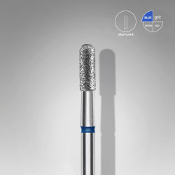 Staleks - EXPERT - Frez diamentowy cylinder zaokrąglony niebieski, średnica 2,3 mm, część robocza 6,5 mm