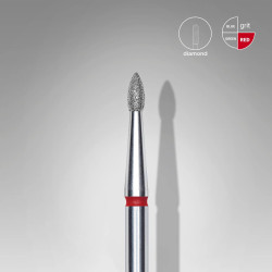 Staleks - EXPERT - Frez diamentowy pączek ostry czerwony, średnica 1,8 mm, część robocza 4 mm