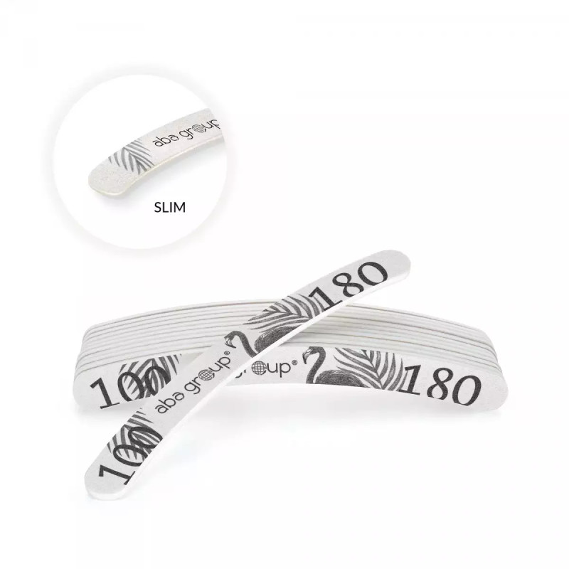 Aba Group - 50 sztuk Pilników do paznokci FLAMING BANAN 100/180 SLIM