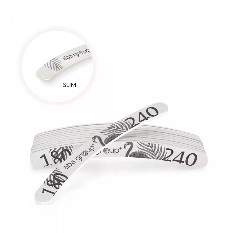 Aba Group - 50 sztuk Pilników do paznokci FLAMING BANAN 180/240 SLIM