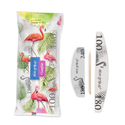 Aba Group - Bezpieczny PAKIET ZESTAW 4 pilnik + mini polerka 180/240 + patyczek drewniany PÓŁKSIĘŻYC 100/180 STANDARD