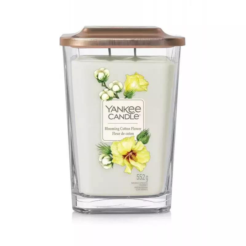 Yankee Candle - ELEVATION Duża kwadratowa świeca zapachowa Blooming Cotton Flower 552g