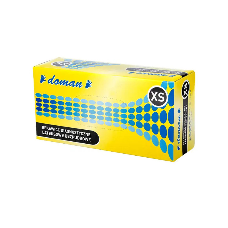 DOMAN Rękawiczki lateksowe bezpudrowe XS